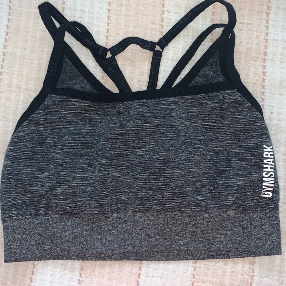 Double layer sports bra. Charcoal/ Heathered grey